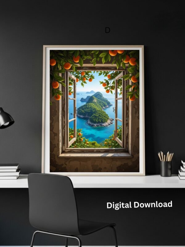 Window of Hope art print displayed in a home office setting.